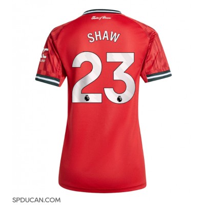 Zenski Nogometni Dres Manchester United Luke Shaw #23 Domaci 2025-26 Kratak Rukav Zenski Nogometni Dres Manchester United Luke Shaw #23 Domaci 2025-26 Kratak Rukav